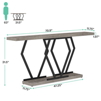 Table console moderne en bois massif et en fer Kusum Art pour salon, hôtel et restaurant, couleur personnalisable, design pliable