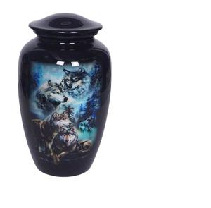 Urne funéraire en métal de bonne qualité bleue finie de taille moyenne pour les cendres Urne de cendres en métal décorative Urne funéraire pour application adulte - Product Image 5