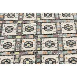 Tapis turc Vintage traditionnel Beige noir 4.3 X 5.4ft fait à la main Patchwork Design laine Polyester matériel avec Latex pour chambre - Product Image 5