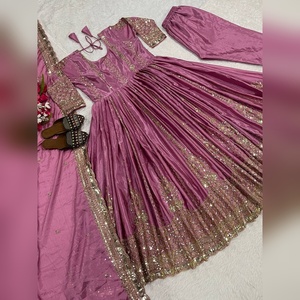 Prix d'usine, salwar kameez de style anarkali, 2 pièces en coton, artisanat à l'aiguille, ensemble de 3 pièces pour la fourniture de catalogues et la boutique, finition haut de gamme - Product Image 6
