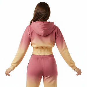 Sudadera Corta de Moda Urbana para Mujer, Cintura Alta, Dobladillo Acanalado, Hombros Caídos, Diseño de Logotipo Personalizado, Color, Precio al por Mayor - Product Image 3