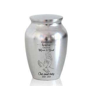 Mini urna de recuerdo decorativa de acero inoxidable para bebé personalizada, urna conmemorativa grabada para la pérdida de un niño, tamaño personalizado plateado - Product Image 1