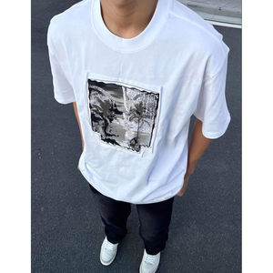 Camiseta Ecológica de Lona 100% Algodón Personalizada OEM para Hombre, Impresión por Sublimación, Cuello Redondo, Manga Corta, Estilo Casual y Holgado - Product Image 1