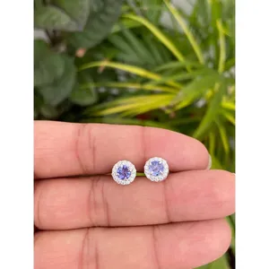 925 <b>Silver</b> <b>Stud</b> Earrings Natural Tanzanite Trendy Romatic Gold for Wedding Engagement Anniversary Amethyst Quartz Diamond Pearl - Product Image 2