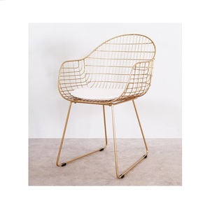 Silla decorativa de hierro para el hogar, decoración de jardín, restaurante, con diseño de lujo, chapado en oro - Product Image 1