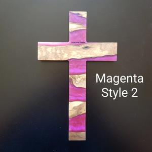 Croix murale bouddhiste en bois et résine polie pour la décoration de la maison avec des matériaux naturels - Product Image 5