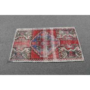 พรมตุรกีขนาดเล็ก 1.5x2.6 ฟุต พรมขอบแดงสไตล์วินเทจ - Product Image 3