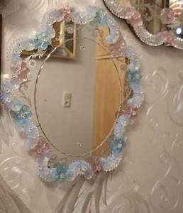 Miroir vénitien de Murano, verre artisanal, miroir mural vintage avec ornements floraux - Product Image 1