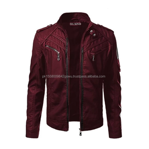 แจ็คเก็ตหนังแท้กระเป๋าด้านหน้าขายส่งสำหรับผู้ชาย - Product Image 2