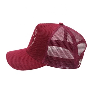 Haute qualité broderie personnalisée 5 panneau camionneur chapeau velours côtelé Snapback maille pour la mode Hip Hop cyclisme plage décontracté extérieur bas - Product Image 3