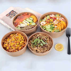 ชามกระดาษคราฟท์คุณภาพสูง ราคาโรงงาน บรรจุภัณฑ์ชามกระดาษแบบใช้แล้วทิ้ง ขนาด 500 มล. 750 มล. พร้อมฝาปิด เป็นมิตรกับสิ่งแวดล้อม สำหรับบรรจุอาหารและสลัด - Product Image 5