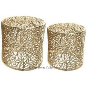 Mesa auxiliar de metal de diseño forjado fundido de aluminio con parte superior de madera Forma redonda Hogar Hotel y Villa Suministros de muebles decorativos - Product Image 2