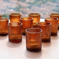 Photophore en verre imprimé soyeux couleur ambre, côtelé, écologique, pour Thanksgiving, Noël, Pâques, mariage, dîner, fête