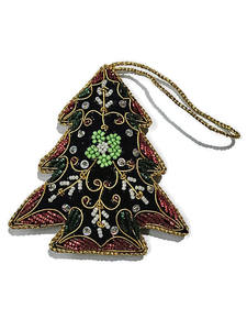 Ornement d'arbre de Noël en velours rose brodé perlé suspendu à la main pour les cadeaux de vacances élégant arbre de Noël suspendu - Product Image 6