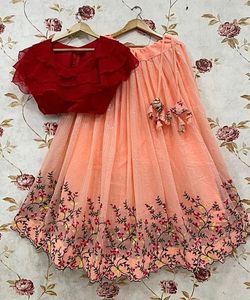 Tendance à prix de gros coton vêtement ethnique lourd Lehenga Choli avec Dupatta Georgette broderie séquence travail fêtes - Product Image 2