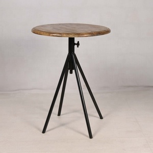 Mesa de Bar Industrial de Madera Maciza Ajustable con Base de Metal |   Muebles Comerciales para Restaurantes y Cafeterías |   Akku Art Exports TB-111 High - Product Image 3