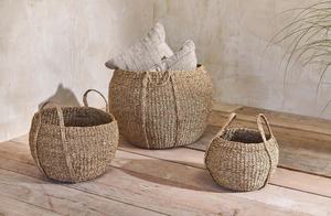 Venta al por mayor Popular hecho a mano Seagrass cestas de paja con mango para el almacenamiento en el hogar Decoración - Product Image 6