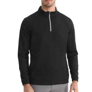Wholesale <b>Black</b> Blank Golf Pullover Polyester Spandex Stand Neck Crewneck Sweatshirt Unisex Quarter Zip Pullover - Product Image 1