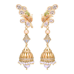 Modern Luxury AD Dangle Earrings Elegant Matte Gold Plated Custom Fashion Pearl Jewelry <b>for</b> <b>Wedding</b>-<b>for</b> <b>Brides</b> and Bridesmaids - Product Image 2