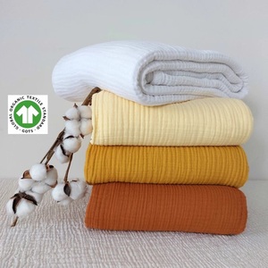 Vente en gros 100% tissu de mousseline de coton largeur supplémentaire 40 ''/101cm Double gaze de coton pour robes mètre cour disponible - Product Image 2