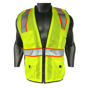 Chaleco de tela de poliéster de alta visibilidad al por mayor Chaleco de trabajo de construcción chaleco de seguridad de alta visibilidad - Product Image 1