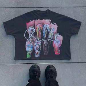 Camiseta recortada Unisex de peso pesado de gran tamaño GSM 300 personalizada para hombre, hombro caído, lavado ácido desgastado, 100% algodón - Product Image 3