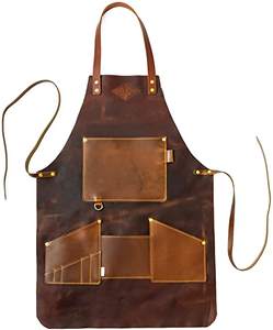 ผ้ากันเปื้อนสำหรับเชฟหนังมีสายรัดเอวในครัวแบบมีแขนกุดสำหรับบาร์บีคิวและช่างตัดผม - Product Image 2