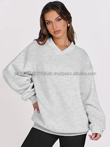 Sudadera Extra Grande con Cuello en V para Mujer, Sudadera de Forro Polar con Mangas Largas, Sudadera con Capucha, Top Cómodo, Atuendos 2026, Ropa Juvenil y Preppy - Product Image 3