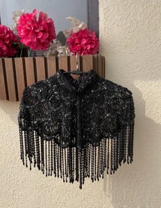 Cape de mariée en strass et perles faite à la main : Couvre-épaules de mariage - Product Image 4