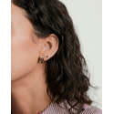 Boucles d'oreilles fines en forme de Huggies avec pierres précieuses courbes DME organiques - Product Image 2
