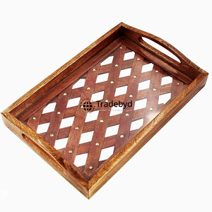 Tradebyd Plateau en bois de luxe Plateau de service de qualité supérieure pour thé café petit déjeuner salle à manger hôtel et maison - Product Image 5