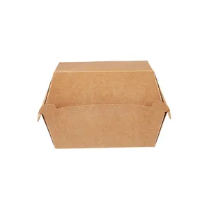 100% Recyclable Quality Takeaways Kraft Flute Material Made Paper Burger Boxes for Food Packaging at Bulk Price