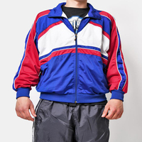 Veste coupe-vent vintage style survêtement automne, motif multicolore, style années 90, sport, rave, swag, hipster, 100% coton, à capuche, zippée, coupe-vent
