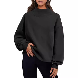 Meilleures ventes de pulls à col montant pour femmes en polyester/coton, manches longues, vêtements décontractés, légers, respirants, impression de logo personnalisée sur le devant - Product Image 1