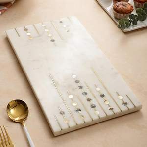 Plateau de service rectangulaire multifonctionnel en marbre naturel durable et écologique pour aliments, fruits et collations - Product Image 4