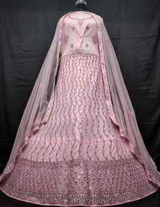 ชุดเลเฮนกาโชลีงานปักเลื่อมหนักทันสมัย ยาว 3 เมตร พร้อมผ้าคลุมไหล่แบบสี่ด้าน ผ้าเน็ตสำหรับงานปาร์ตี้ - Product Image 6