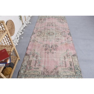 Tapis turc, tapis d'appoint rose en laine vintage orientale, 3,5x8,7 pieds - Product Image 1