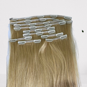 Wholesale Top Quality 613 Color Double Drawn Bone Straight <b>Clip</b> In Hair <b>Extensions</b> 100% Human Hair - Product Image 1