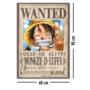 Poster mural One Piece : Wanted Monkey D. Luffy - Product Image 1