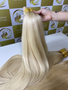 Timehair Lot de mèches blondes 613 avec closure, cheveux vietnamiens ultra-lisses, 100% vierges Remy, haute qualité, double trame machine, cheveux en vrac - Product Image 5