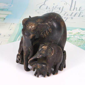 Escultura de estatua de familia de elefante de bronce antiguo de latón indio hecho a mano 10,00X10,00 cm de cm para decoración del hogar y artículos de regalo - Product Image 1