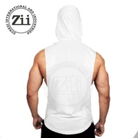 Débardeur à capuche pour homme en polyester/coton, grande taille, pour entraînement en salle de sport, fitness et musculation, hiver/été, couleur unie