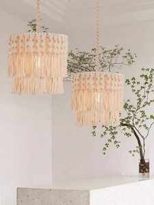 Abat-jour en macramé fait main, style bohème, en coton tissé, pour la décoration de la maison, salon, chambre à coucher et éclairage de café - Product Image 6