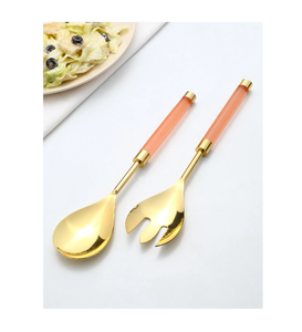 Highest Quality Brass Gold Salad Serving Spoon with Resin Handle <b>for</b> Party Wear <b>Wedding</b> and Restaurant Use - Product Image 2