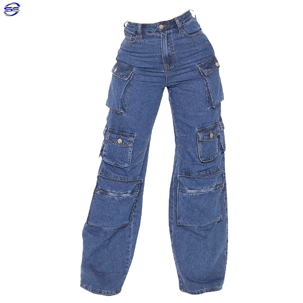 Hot Sale Girls Cargo Jeans Trendy Durable Denim