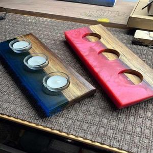 เชิงเทียนเรซินอีพ็อกซี่ทำจากไม้และมีสไตล์สำหรับการตกแต่งที่หรูหรา - Product Image 4