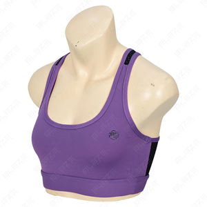 Soutiens-gorge de sport personnalisés en spandex/nylon, confort et maintien, taille élastique, yoga, uni, mi-taille, longueur intégrale, extensible dans les quatre sens, couleur contrastée - Product Image 2