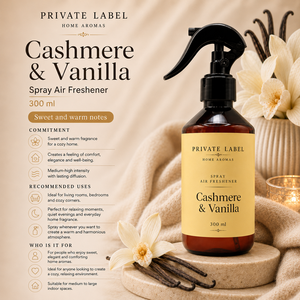 Private Label Cashmere & <b>Vanilla</b> Air Freshener <b>Spray</b> 300ml OEM | Home Fragrance <b>Spray</b> | Spain EU - Product Image 3