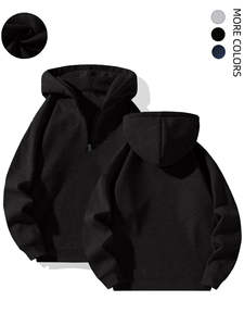 Wholesale Custom High Quality Logo 100% Cotton Customize 3d Embossed Thick Oversized Streetwear <b>Plain</b> Pullover <b>Hoodie</b> <b>For</b> <b>Men</b> - Product Image 2