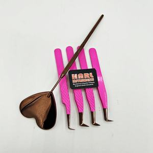 Pinces à cils personnalisées avec logo, forme volumineuse, pointe violette, couleur rose, pinces à cils pour extensions de cils, pointe en fibre pour extensions de cils - Product Image 5